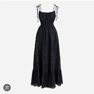 J Crew Tie Shoulder Cotton Voile Tiered Dress